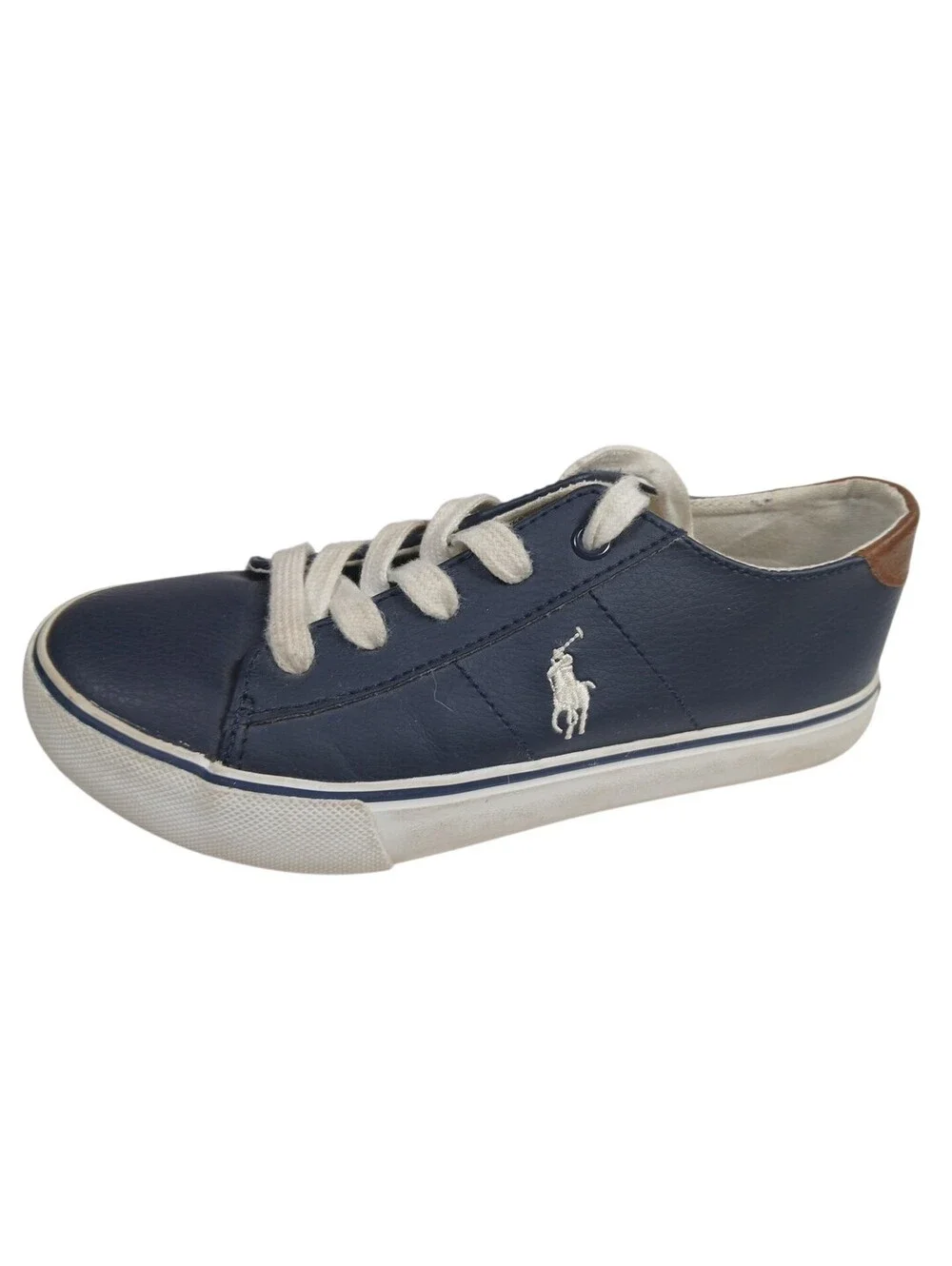 RALPH LAUREN BOYS POLO NAVY BLUE Leather WALKING SHOES Polo Logo US size 1
